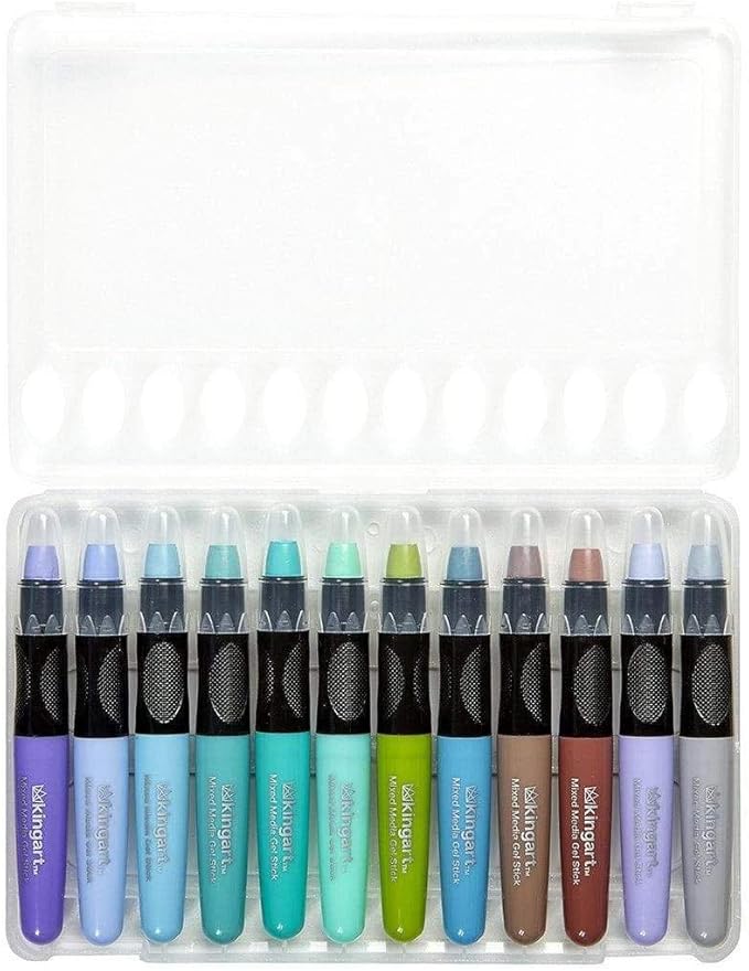 KINGART Pastel GEL STICK Set, Artist Pigment Crayons, 24 Unique Colors, Water Soluble, Creamy, and Odorless, Use on Paper, Wood, Canvas and more