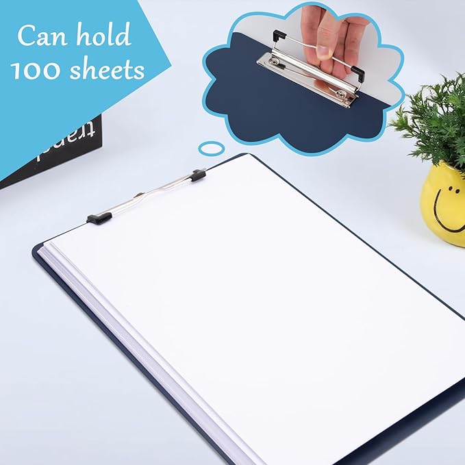 6 Pack Plastic Clipboards with Low Profile Clip, Hanging Clipboards Bulk, Clip Boards 8.5x11 Holds 100 Sheets, A4 Letter Size Clipboard for Teacher, Students, Kids, Classroom & Office