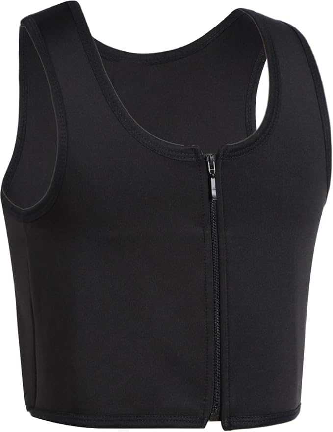 JARAZIN Zipper Chest Binder for Women Transgender FTM Half Elastic Band Bra Tank Top