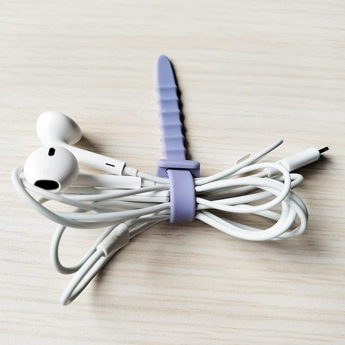 Reusable Silicone Zip Ties Cord Organizer: Silicone Cable Ties Straps for Cable Management - 20PCs 4.5” Pink Elastic Wire Cord Organizer for Home Office and Travel