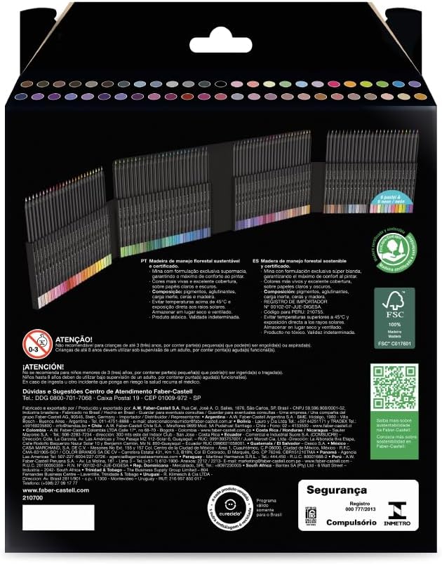 Faber-Castell Ecolápis Supersoft Colored Pencils, 210700, 100 Colors