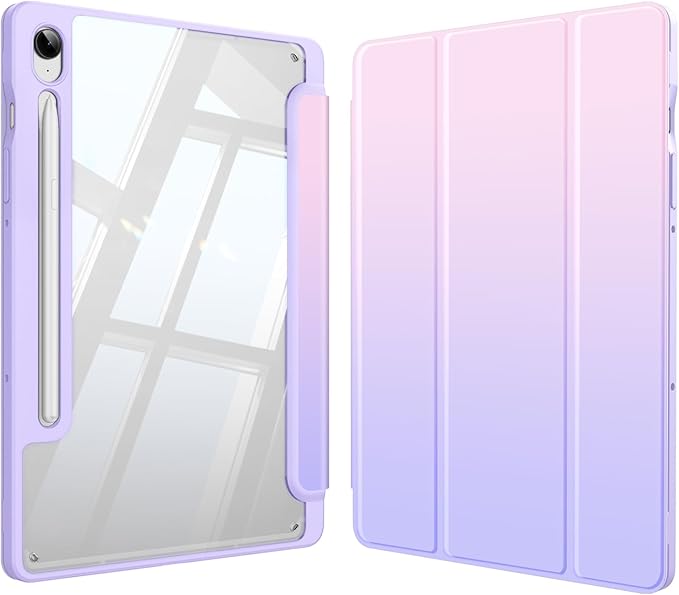 Fintie Hybrid Slim Case for Samsung Galaxy Tab S10 Lite/ S10 FE/ S9 FE 10.9 Inch/Tab S9 11 Inch with S Pen Holder, Shockproof Cover with Clear Transparent Back Shell, Auto Wake/Sleep, Fantasy Ombre