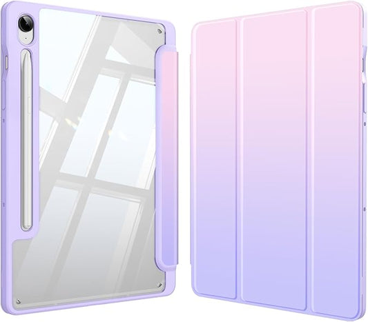 Fintie Hybrid Slim Case for Samsung Galaxy Tab S10 Lite/ S10 FE/ S9 FE 10.9 Inch/Tab S9 11 Inch with S Pen Holder, Shockproof Cover with Clear Transparent Back Shell, Auto Wake/Sleep, Fantasy Ombre
