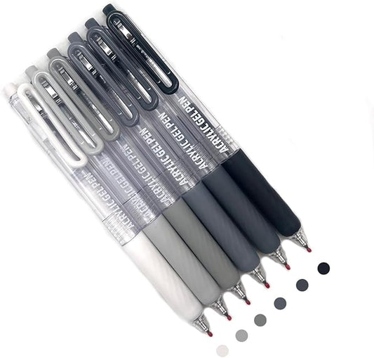 6 Pcs Acrylic Gel Pens 0.7mm Quick Dry Colorful Fine Point Smooth Writing Ballpoint, Office for Coloring, Black Paper, Drawing, Journaling, Note Taking, School Supplies, Sketch color