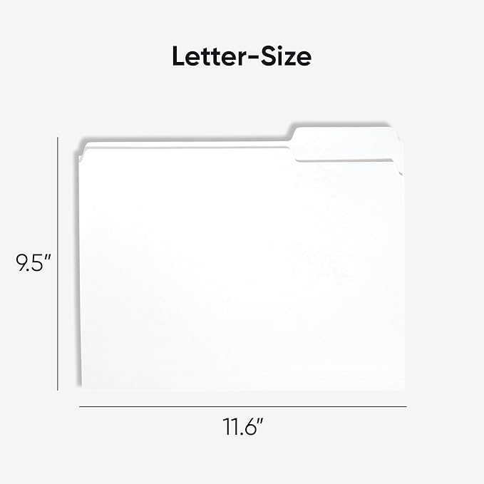 Smead Standard File Folders, 100 Count, White, 1/3-Cut Tabs, Letter Size (12843)