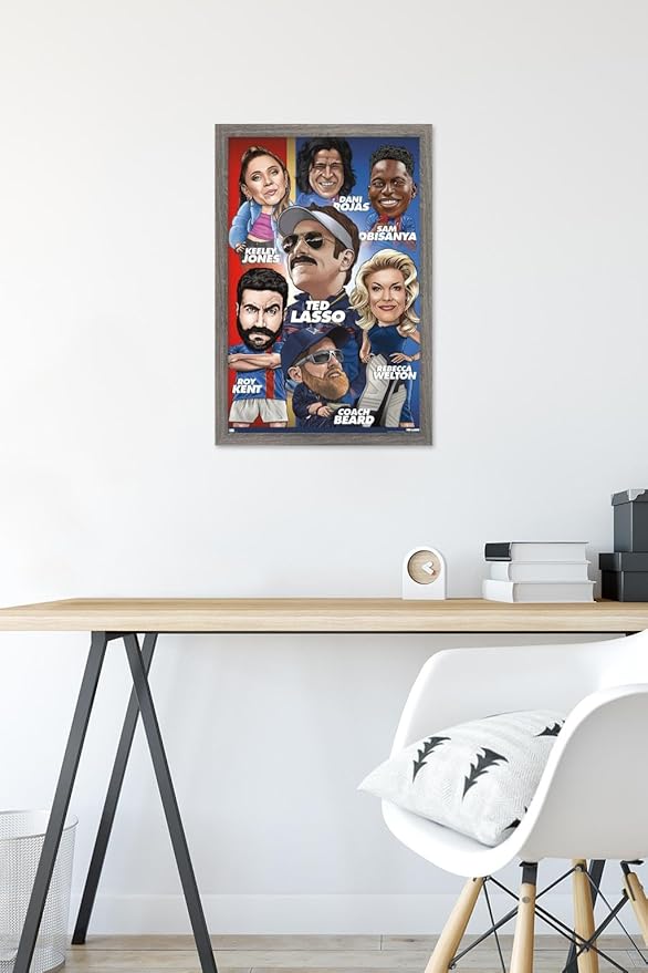 Ted Lasso - Character Grid Wall Poster, 22.4L" x 14.7W", Barnwood Framed Version