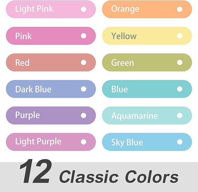 12 Colors Dual-Tip Highlighter Marker Set, Broad and Fine Point Tips, No Bleed, Ideal for Bible Highlighting, Journaling, School and Office Supplies, Assorted Ink Colors