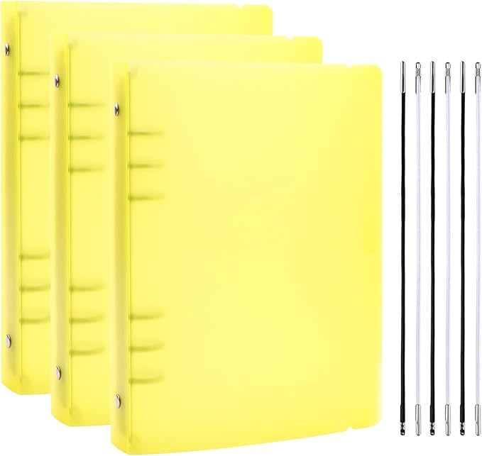 BAOFALI 3Pcs/Set A5 6 Ring Binder Cover Clean Transparent Soft PVC for Refillable Notebook Shell withMatte surfaceforStamp & Die Storage (Yellow)