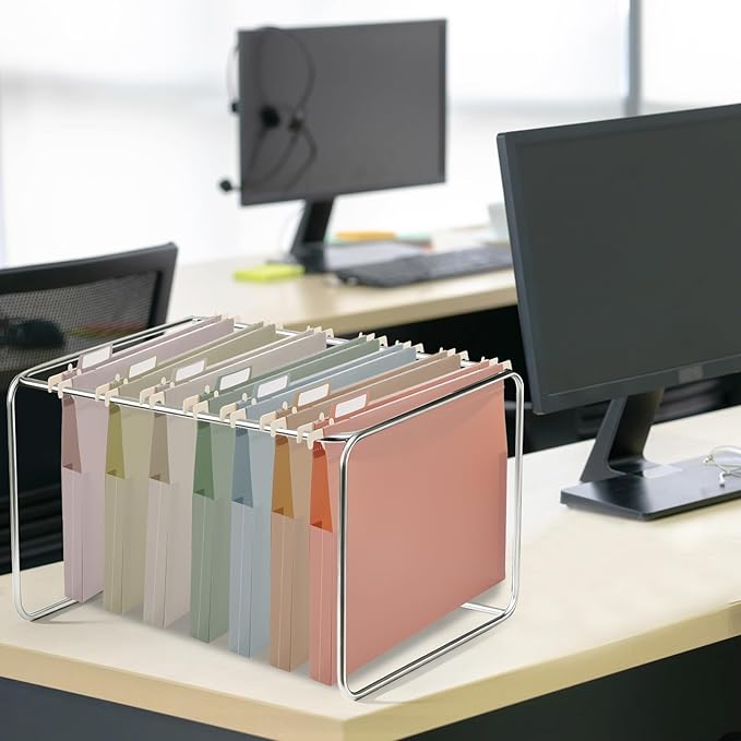 gisgfim 16 Pack Plastic Hanging File Folder Letter Size 1inch Expanding File Folders with Tabs Extra Capacity Hang Folders Heavy Duty for Filing Cabinet Designed for Bulky Files Morandi Colors