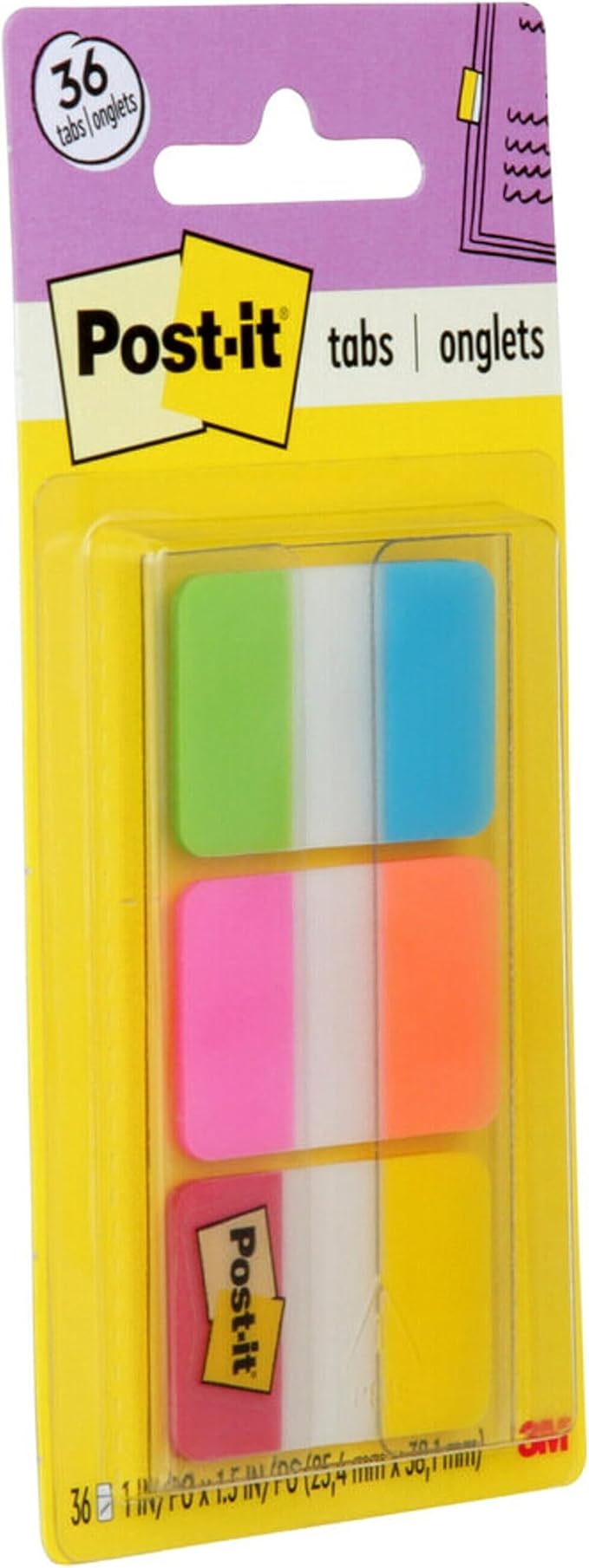 Post-it Tabs, 1 in, 36/Dispenser, Pack of 2 | 6 Colors | Solid Style
