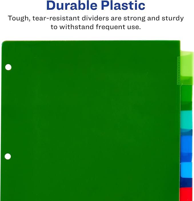 Avery Dividers for 3 Ring Binders, 8-Tab Plastic Binder Dividers, Insertable Big Tabs, Multicolor (24 Sets of 11901)