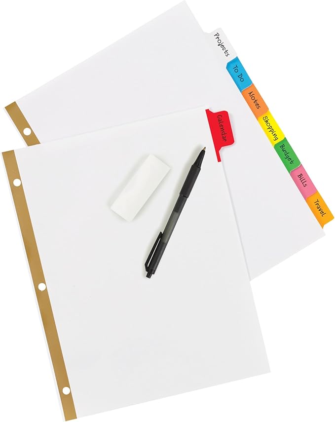 Avery Big Tab Write & Erase 8 Tab Dividers for 3 Ring Binders,Multicolor Divider Tabs,Great for Organizing Projects,Reports,Finances,(23079),6 Count (Pack of 8)