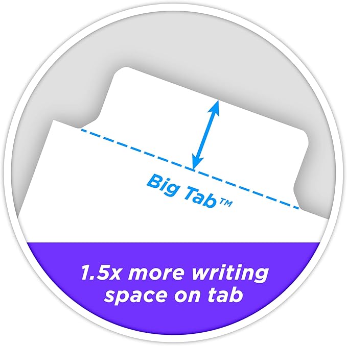 Avery Write & Erase Big Tab Paper Dividers for 3 Ring Binder, White, 5 Tab Set, 10 Packs, 10 Sets Total (23075)