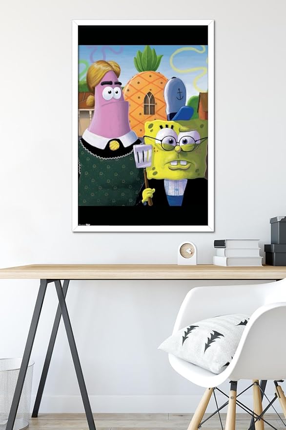 Trends International Nickelodeon Spongebob - American Gothic Wall Poster, 22.375" x 34", White Framed Version