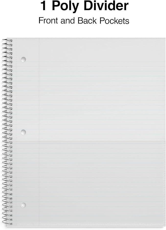 STAPLES Durable Poly Cover 1‑Subject Notebook, 8.5” x 11”, College Ruled, Pink