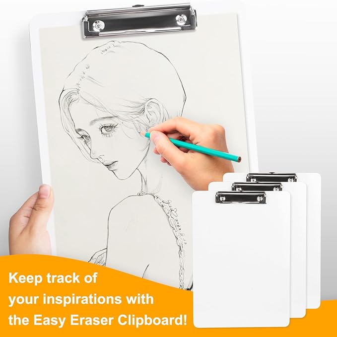 Dry Erase Wood Clipboard 2 Pack, Hardboard Clip Board 8.5x11 for Classroom, Students, Kid, Size 9" x 12.5", Double-Sided White Board, with Low Profile Clip, Office & School Supply
