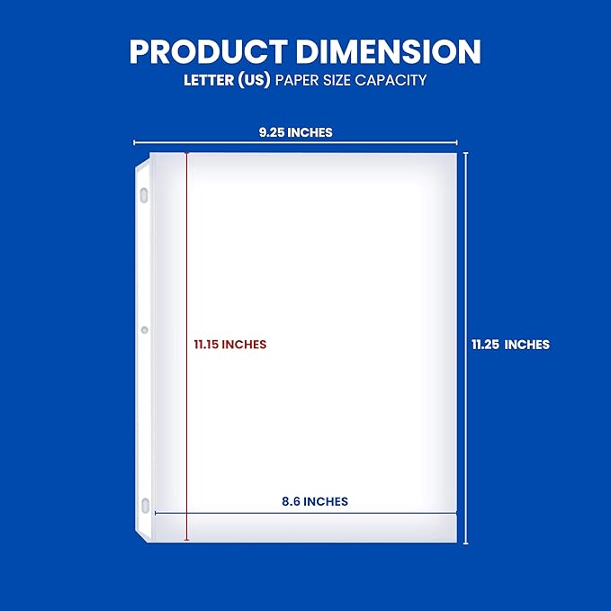 500 Pack Sheet Protectors 8.5x11, Heavy Duty Clear Plastic Sleeves for Paper & 3 Ring Binder, Top Loading Page Protectors with Reinforced 3-Hole Punch, Archival Safe - Office Werks