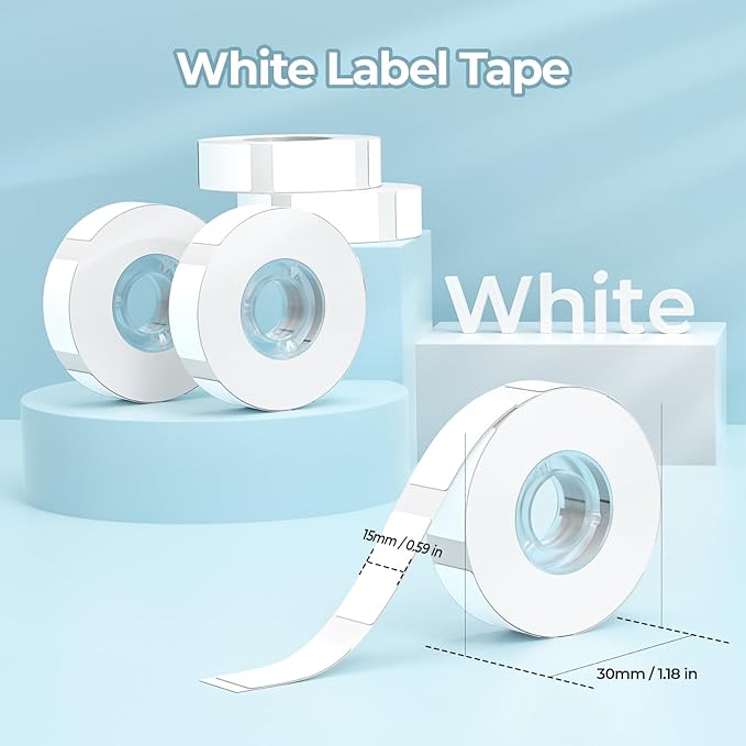 MUNBYN Thermal Label Tape for Penguin Bluetooth Label Maker Machine, 15 x 30mm 210 Labels/Roll, Self-Adhesive Label for Home, Office, School (White)