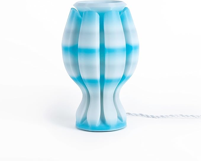 JONATHAN Y 13" Blue/White Flower 3D Printed Table Lamp, Dimmable LED Bedside Lamp for Bedroom, Coastal Tropical Nightstand Light, Modern Bohemian Desk Lamp for Living Room USA1005A