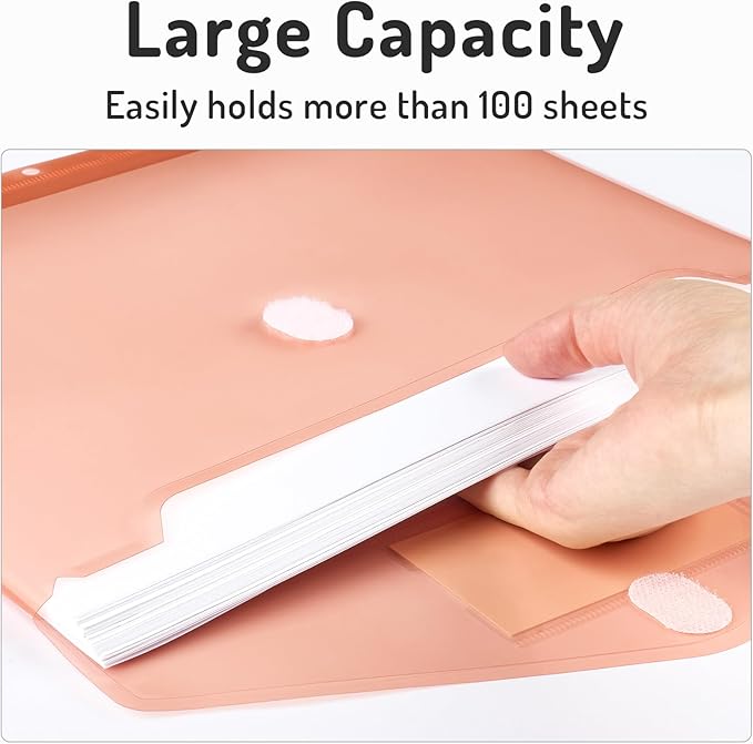 Forvencer Binder Pocket, 5 Pack Super Heavyweight Plastic Folders with Tight Closure, Binder Folders Side Loading, 3 Ring Binder Pocket, Binder Dividers with Pockets, Letter Size, Retro Series