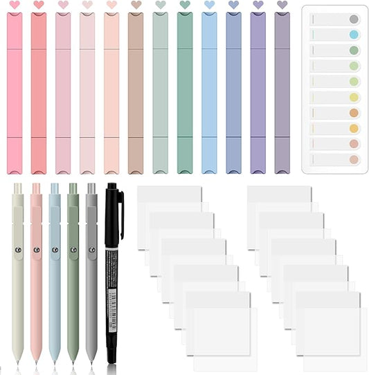 Jutom 38 Pcs Bible Journaling Study Kit for Women, Book Annotation Supplies with Highlighters Pens, Tabs, Sticky Notes, Markers for Christian Office Bible Study Supplies(Clear,Square)