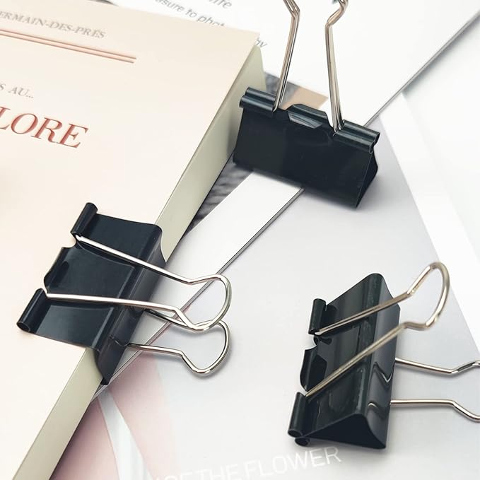 OWLKELA 1.6 Inch (40 Pack) Large Binder Clips, Black Paper Clamps for Office, School, and Home Supplies