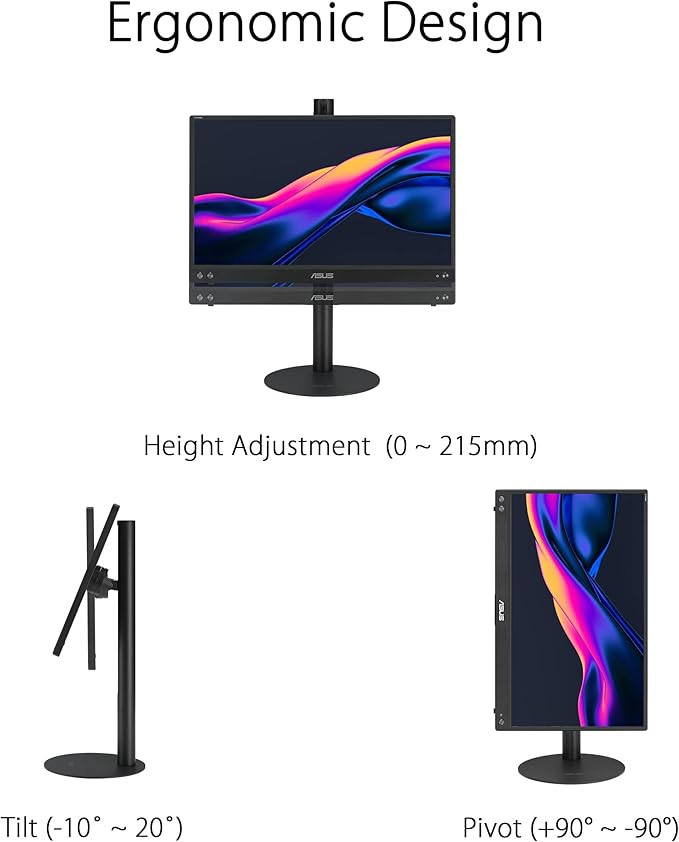 ASUS ZenScreen Stand MTS02D - Ergonomic Stand for Portable Monitors, Tilt, Pivot, Height adjustments, 1/4” Tripod Socket Compatible, Work from Home Setup, Home Office