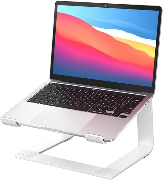 GleYo Laptop Stand for Desk Detachable Aluminum Computer Riser Portable Metal Notebook Webcam Stand Holder Compatible with MacBook Air, Pro, Dell, HP, Lenovo and All 10-16" Laptops, Silver