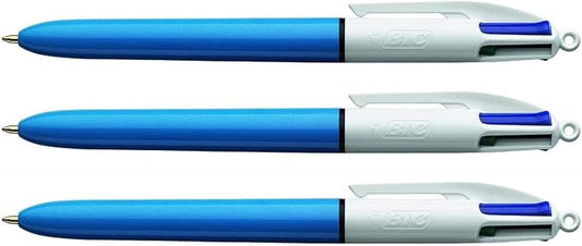 BIC 4 Colours Original Multi Coloured All In One Pen - Medium 1.0mm, Green, Blue, Red, Black - 3 Per Pack