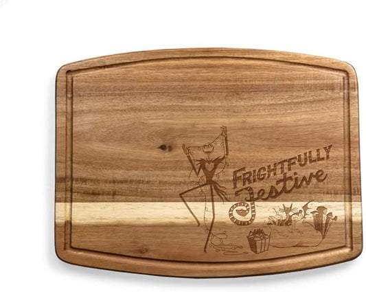 PICNIC TIME Disney Nightmare Before Christmas Jack Skellington Festive Ovale Acacia Cutting Board Serving Board Charcuterie Cheese Board with Juice Groove Holiday Kitchen Decor Gift, (Acacia Wood)
