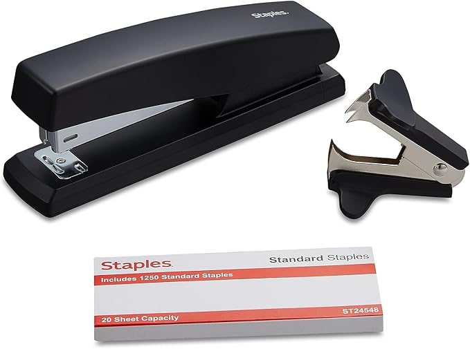 staples desktop stapler + claw staple remover + 1250 standard staples