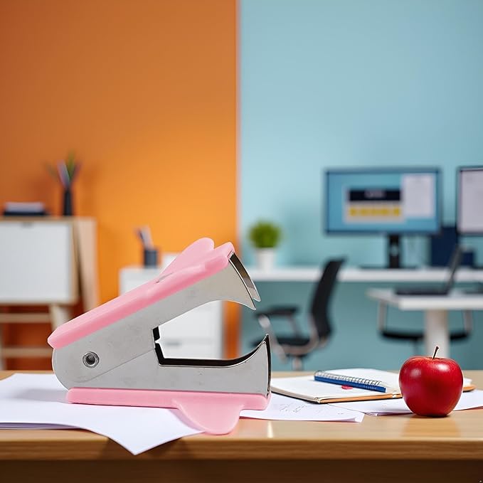 Pink Stapler Removal Tool, Staple Puller, Modern Plastic Stapler Remover with Non-Slip Handle, Ideal for Students, Teachers, Home and School,Staple Removers,Staplers and Punches