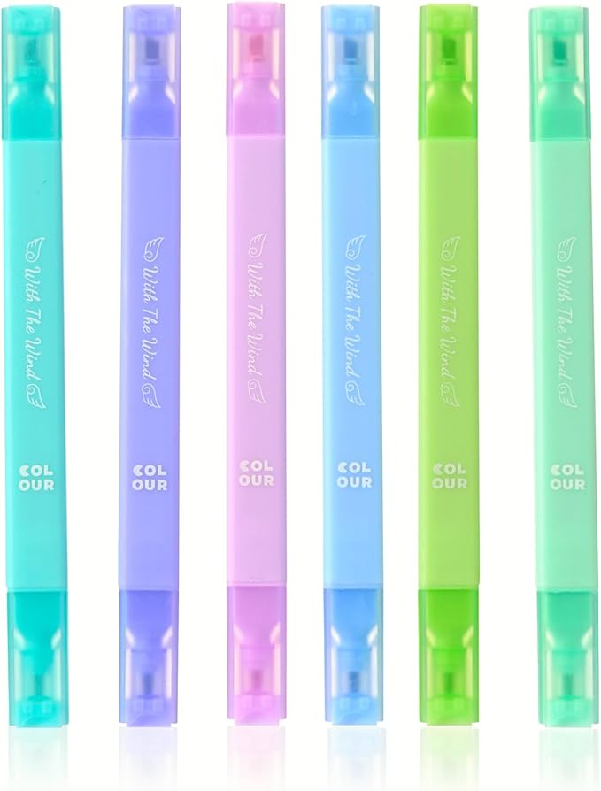 6Pcs Aesthetic Cute Highlighters with Soft Chisel Tip,Bible Highlighters No Bleed, Quick Dry Assorted Colors Highlighter Markers