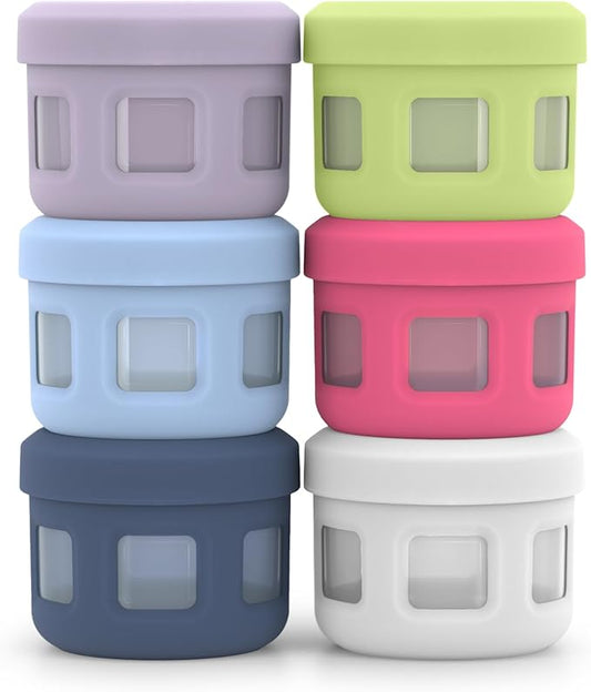 Ello Reusable Condiment Containers 4oz each with Screw-on Leak Proof Lid | Perfect for Salad Dressing Sauce Dips Lunchbox Picnic Travel Bento Box | BPA-Free | Dishwasher Safe