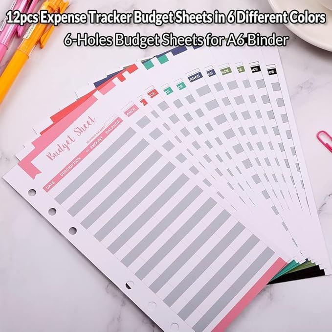 SKYDUE Budget Binder, Money Saving Binder with Zipper Envelopes, Cash Envelopes and Expense Budget Sheets for Budgeting (Mabble)