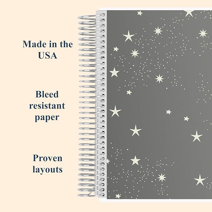 Erin Condren 7" X 9" Spiral Bound College Ruled Notebook - Starry Sky, 160 Lined Page Note Taking & Writing Notebook, 80Lb Thick Paper, Stickers Included
