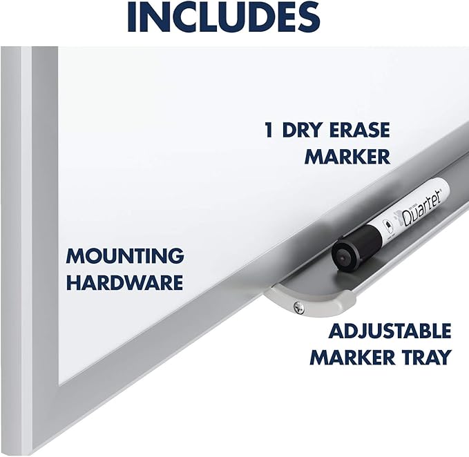 Quartet Magnetic Dry Erase White Board, 36"W x 24"H Whiteboard, Nano-Clean Surface Resists Ink Stains, Silver Aluminum Frame (SM533)