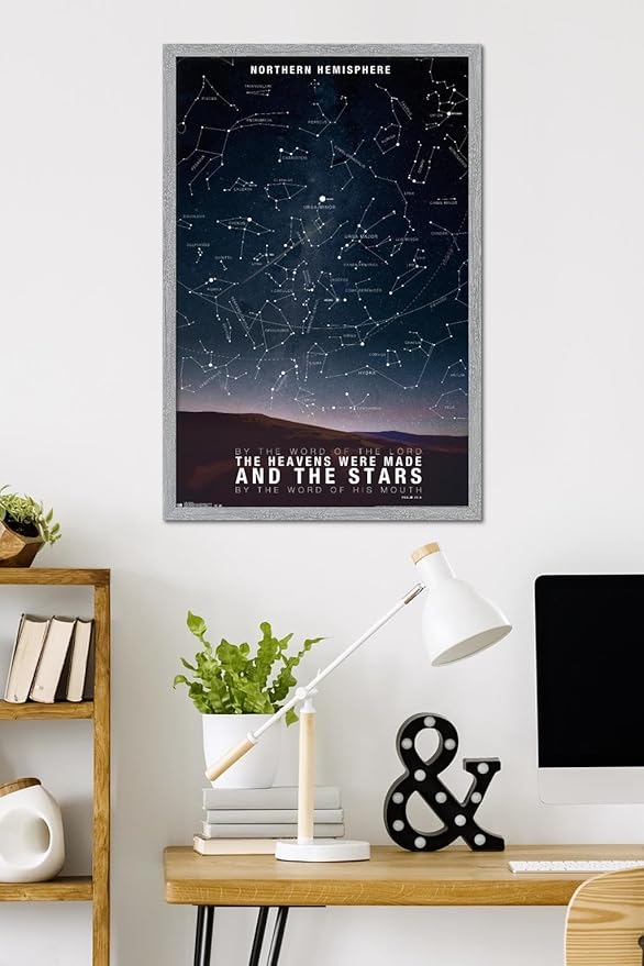 The Stars Wall Poster, 34L" x 22.4W", Gray Framed Version