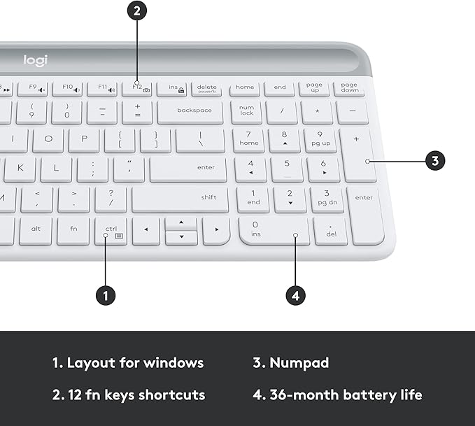 Logitech MK470 Ultra Slim Minimalist Wireless Keyboard Mouse Combo Off White