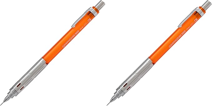 Pentel Arts GraphGear 300 Mechanical Pencil, (0.3mm) Extra-fine line, 1- Pack, Orange Barrel (Pack of 2)