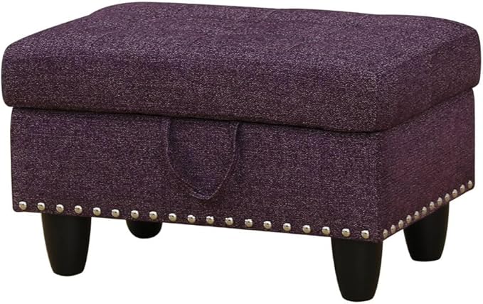 Simple Deluxe Ottoman with Storage Bench Chair, 28.5" L x 19.5" W x 17.5" H Foot Rest Stools with Non-Woven Fabric,Ottoman Storage Chest Box with Padded Seat for Bedroom, Living Room, Entryway,Purple