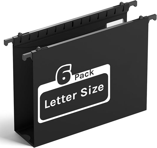 Ansook Extra Capacity Hanging File Folder Letter Size,Heavy Duty 2" Expansion File Folders Hanging with Tabs,6 Pack Plastic File Cabinet Folders,Hanging File Organizers for Bulk Files,Medical Charts