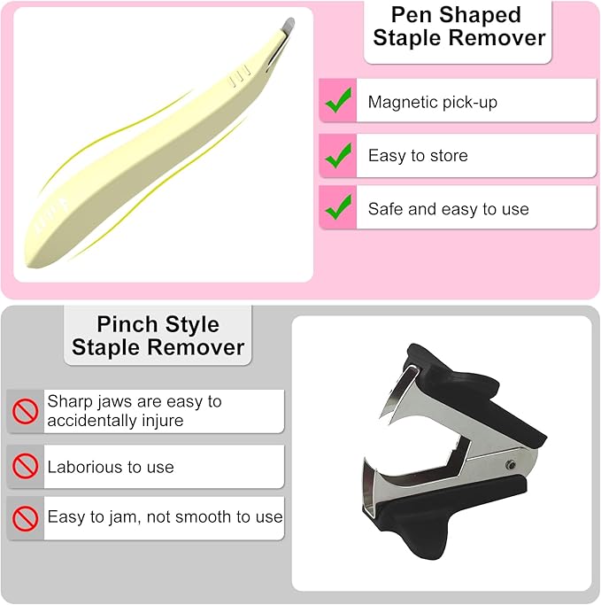 THINKLEARN 5 PCS Staple Remover Tool, Magnetic End for Staple Collecting, Multicolored Stapler Remover Staple Puller for Quick and Effortless Staple Removal, for Office, School, Home Use
