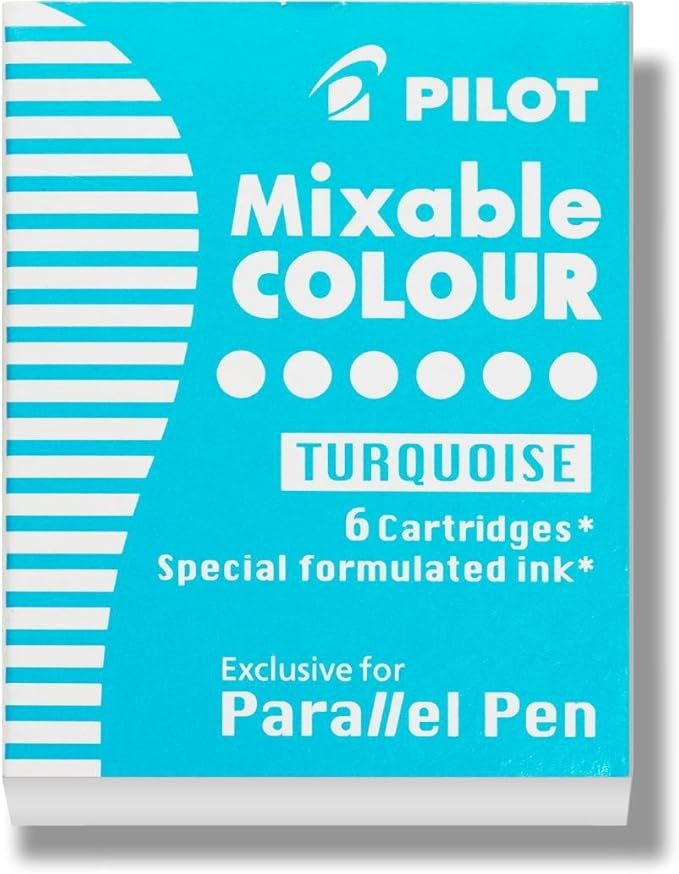 PILOT Parallel Mixable Color Ink Refills for Calligraphy Pens, Turquoise, 6-Pack (77311)