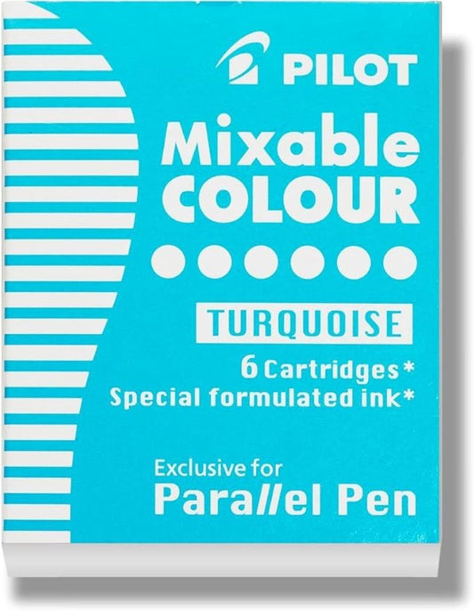 PILOT Parallel Mixable Color Ink Refills for Calligraphy Pens, Turquoise, 6-Pack (77311)
