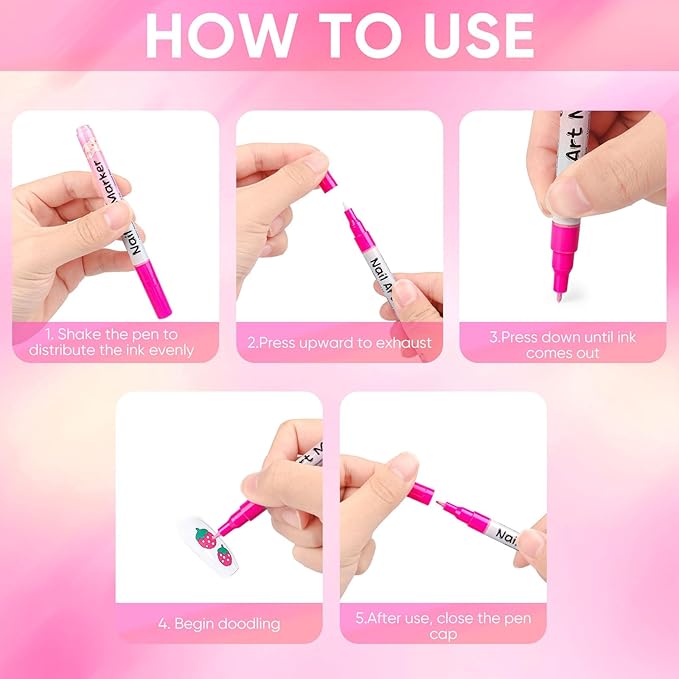 12 Colors Nail Art Pens for Painting Nails Set, Nail Art Markers for Gel Nails, Nail Art Tool for Graffiti Dotting Drawing Painting Point Liner DIY