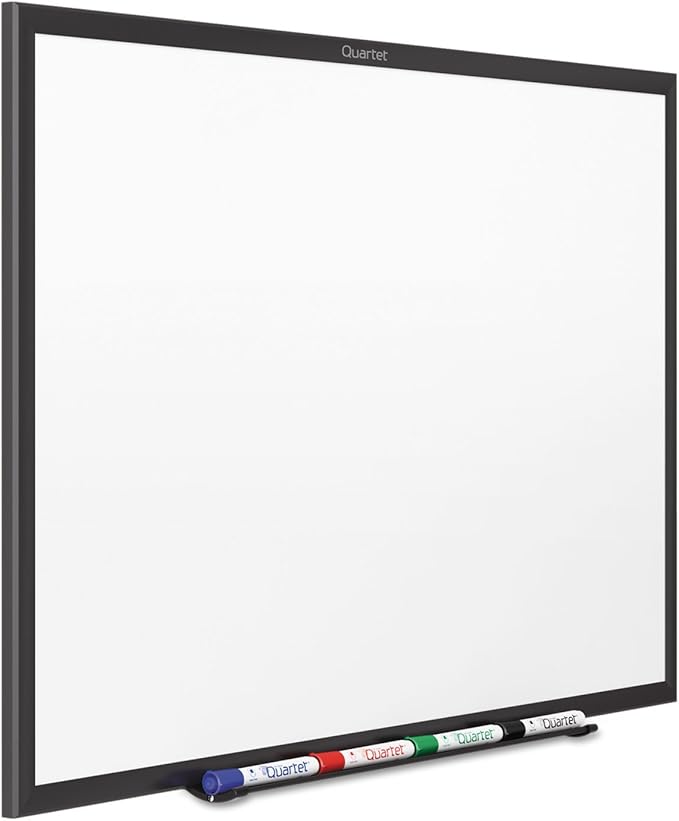 Quartet Magnetic Dry Erase White Board, 48"W x 36"H Whiteboard, Nano-Clean Surface Resists Ink Stains, Black Aluminum Frame (SM534B)