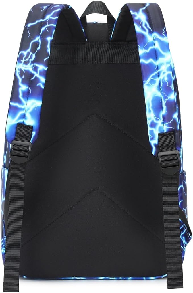 BABUN Backpack for Boys Middle Elementary Set for Kids Bookbag Lightning Laptop School Bags Waterproof With Lunch Box Bag (3-Blue)