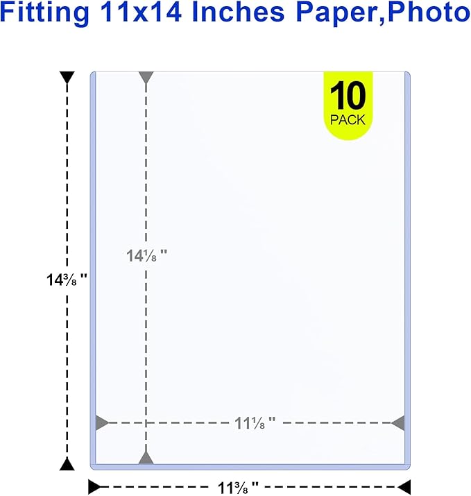 11x14 Photo Toploader - Heavy Duty 20 Mil Poster Sleeves Protectors, Blue-Tint Anti-Fade Rigid Plastic Holder as Frame Alternatives for Artworks, Prints, Pictures Archival Storage Display(10 Pack)