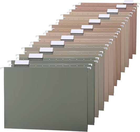 12 Pack Decorative Hanging File Folders, Letter Size with Tab, 6 Color Assorted for Filing Cabinet Office Supplies(Natural Color)